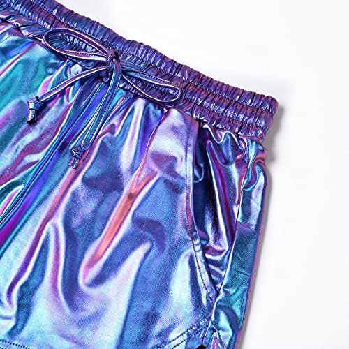 Парфедни женски метални шорцеви летни искриви топла облека сјајни кратки панталони