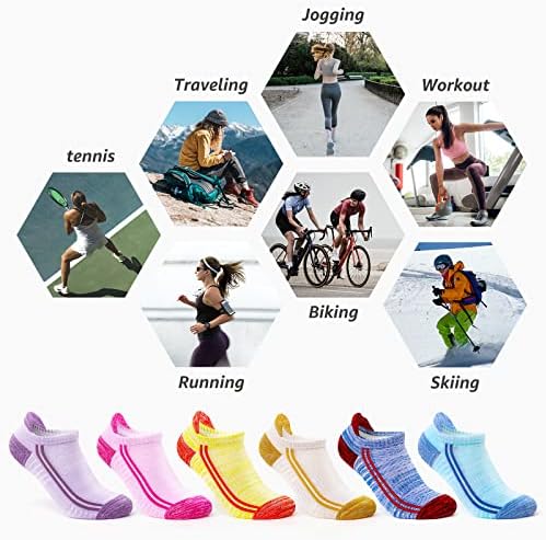 Greawaso трчање чорапи за глуждот женски атлетски чорапи влага за губење на чорапи 6 пара спортови чорапи со повеќе димензии