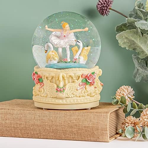 Музичка кутија за балерина Снег глобус - подароци за балет на лебедово езеро за девојка сопруга девојки, ќерка роденден Божиќ, годишнина
