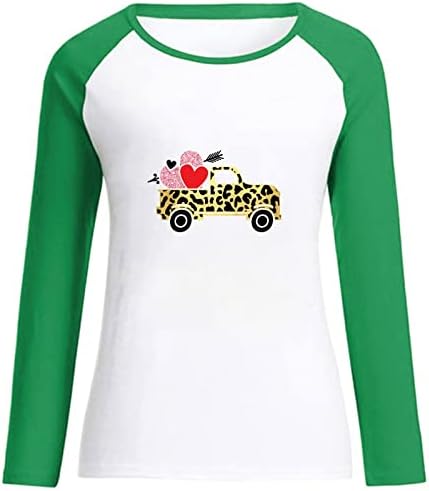 Секси раглан кошула женски в Valentубени в Valentубени долги ракави врвни леопард автомобил графички маички со маички О-врат Туника пуловер