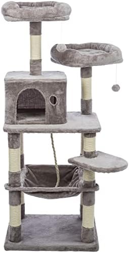 Трикси База Помлада мачка кула со кондо, хамак, кадифни платформи, трајни места за гребење на јута, крем голем