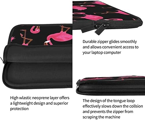FFEXS Прекрасна розова фламингос мала лаптоп торба, трајна водоотпорна ткаенина, лаптоп торба од 13/15 инчи, за бизнис, училишна употреба.