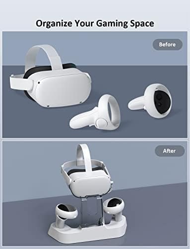 NexiGo Подобрен Приклучок За Полнење СО LED Светло За Oculus Потрагата 2, [Поддршка Елита Ремен Со Батерија], Држач За Дисплеј На Слушалки И Монтирање На Контролорот, 2 Батер?