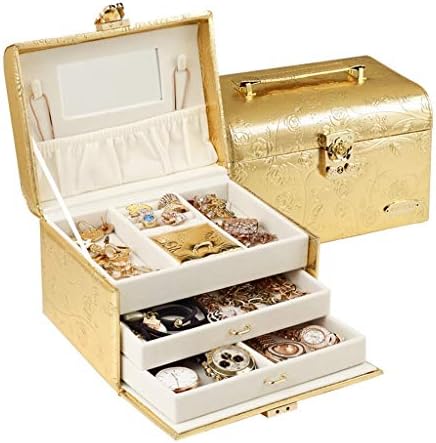 Мјцснх Мала Кутија За Складирање Накит Со Кутија За Накит За Заклучување, Кутија За Складирање Накит Голем Капацитет Со Брава, Кутија За Накит Кадифена Кутија За Ск