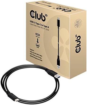 CLUB3D CAC-1524 USB 3.1 Gen2 10gbps Тип-Ц До Тип-Б Кабел Машко, Црно