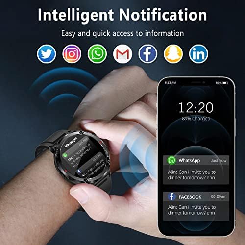 Воен Паметен Часовник За Мажи Со Bluetooth Повик, 1.6 Ултра Голем HD Дисплеј/150 Спортски Режими/60 Дена Долга Батерија Надворешен Фитнес