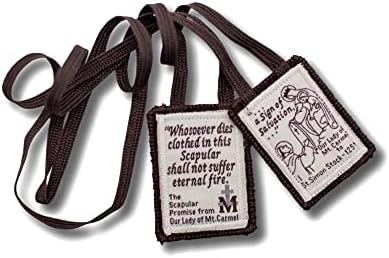Браун Скапуларна католичка премија рачно изработена во САД со волна - Пресвета дама на планината Кармел Ескапуларио