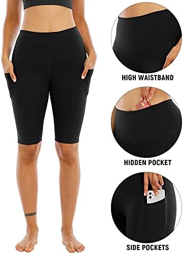 Whouare 4 пакувачки велосипедисти јога шорцеви со џебови за жени, високо -половината атлетска работа за вежбање салата за салата
