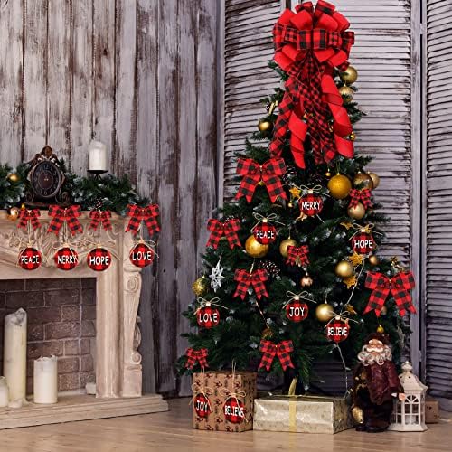 43 Парчиња Бивол Карирани Божиќни Орнаменти Поставете Топер Лакови За Новогодишна Елка За Занаети Кариран Бивол Декор За Новогодишна Елка