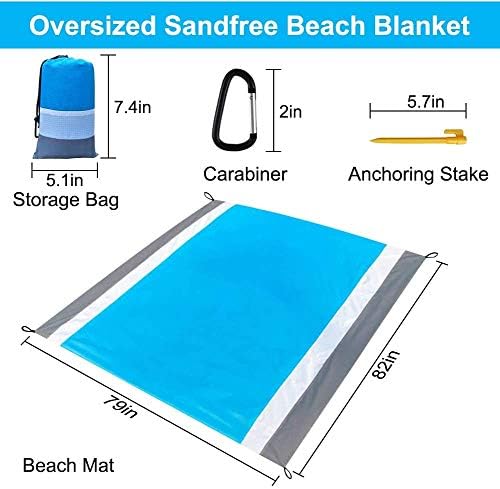 WWMMJA BEACH BICKETERESISISERISE 82 X79 SANDPRUOF водоотпорен плажа мат лесен пикник на отворено пикник со 4 агол Брзо сушење пикник ќебе за патување,