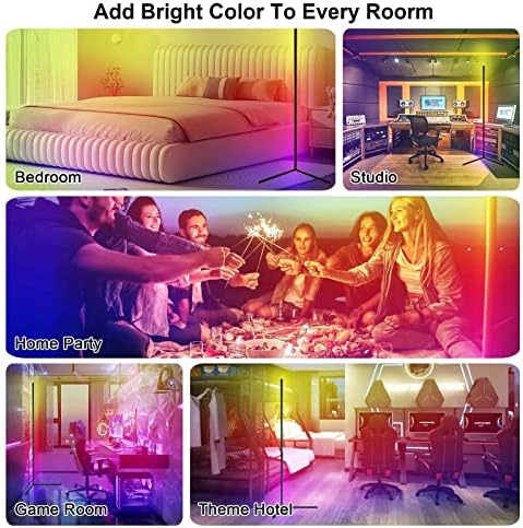 Kmlshll агол подни ламби, RGB боја што ја менува LED аголната ламба со далечински, нордиски минималистички DIY домашно осветлување аголен