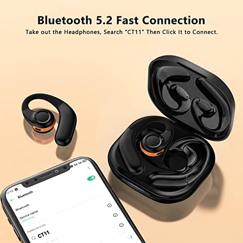 Слушалки за отворено уво Koobesthy 100h Playtime Wireless Earbuds со куки за уши Bluetooth 5.2 IPX5 водоотпорен потспроифрен Bluetooth Earbud