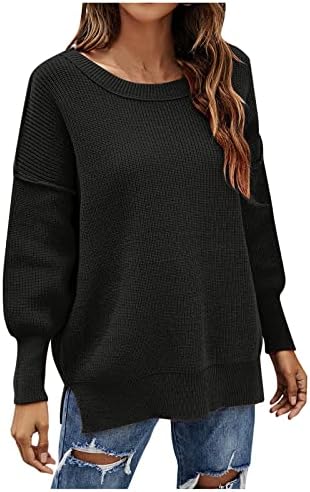 Women'sенска зимска облека темперамент лабава тркалезна врат пулвер loveубов со долг ракав плетен џемпер облека 2022 година