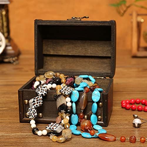 Кабилок заклучување на кутии за антички складирање на градите со заклучување дрвена богатство кутија накит за подароци за подароци за пакување