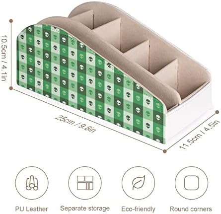 Туѓи лица зелени квадрати држач за далечински управувач PU кожен организатор кутија со 6 оддели за складирање за дневна соба спална соба
