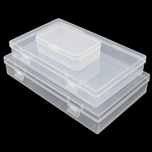 LJY 20 парчиња мешани големини правоаголни празни мини пластични организатори за складирање на кутии со капаци со шарки за мали предмети