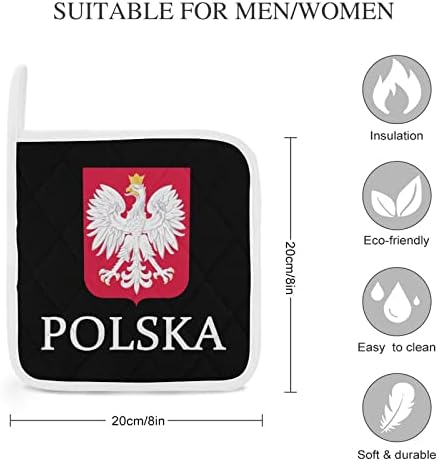Патриотски полски држачи за тенџере со знаме на Полска, отпорни на топли врели влошки за готвење кујна со 2 парчиња сет