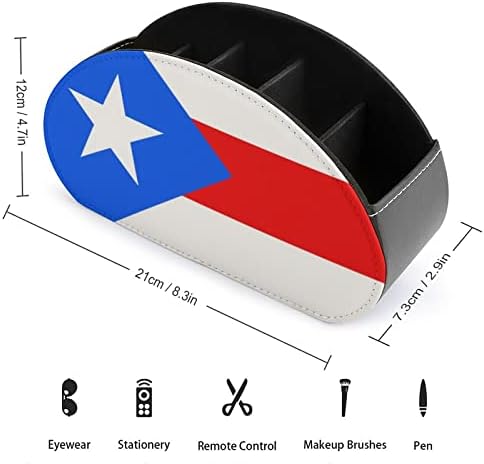 Порторико Знаме Кожен Држач За Далечински Управувач со 5 Прегради Канцелариска Кутија За Складирање Послужавник За Работна Површина