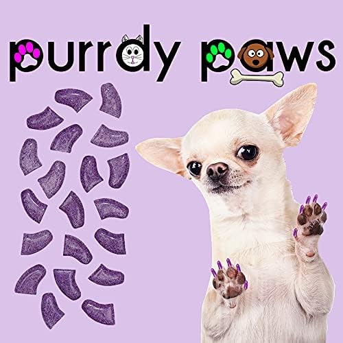 Пурди Шепи 40-Спакувајте Меки Капачиња За Нокти За Кучиња Канџи Виолетова Холографска Сјај Х-Голем