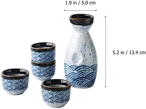 Стаклени чаши постави 1 сет Исклучителна јапонска стилска керамика саке за саксии 5 парчиња сет за вино од вино