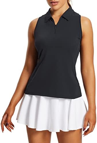 Балаф женски кошули за голф без ракави, тенк -тениски тенис со јака upf 50+ Брзо суво