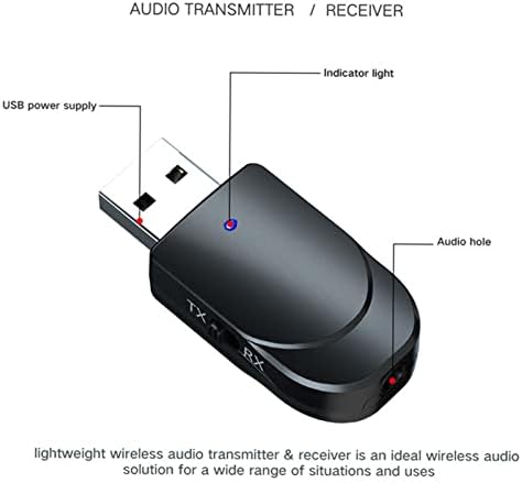 5.0 Трансмитер безжичен предавател РЕЦЕРЦЕВЕР 2-во-1 стерео AUX адаптер за повик без раце, компјутер, мобилен телефон, ТВ, домашен