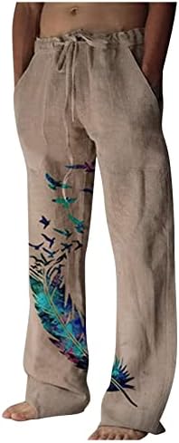 Атлетски панталони за мажи постелнина облека за мажи Постелнини панталони за мажи современ удобен квалитет мека постелнина боја