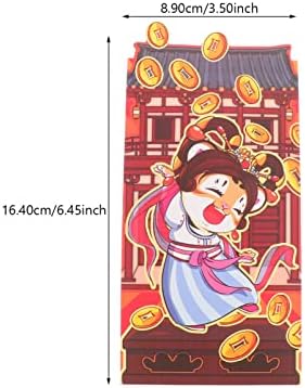 АБУФАН Кинески Црвен Плик 6 парчиња Кинеска Нова Година Црвени Пликови 2022 Пликови Со Црвен Џеб Пликови Со Пари За Подароци Пликови Со Среќни