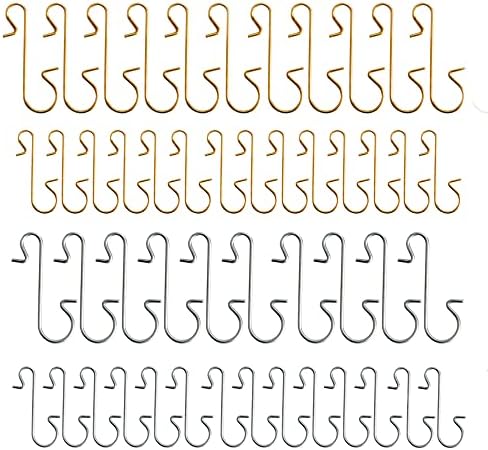 Куки за украси од злато и сребрен метал, 160 парчиња две димензии закачалки за украси во форма на не'рѓосувачки челик во облик на облик на