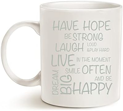 Mauag Смешна инспиративна кригла за кафе, се надеваме да биде силна типографија мотивациска цитат керамички чаша бела, 11 мл