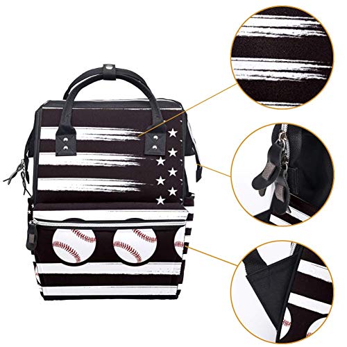 Бејзбол Американско Знаме Торби За Торби За Пелени Мумија Ранец Торба За Пелени Со Голем Капацитет За Нега На Бебиња