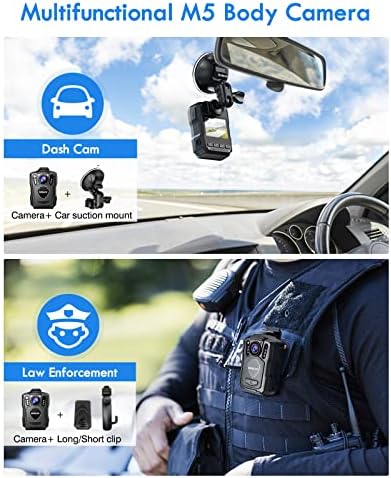 Договор за пакет Boblov, M5 2K 64 GB Полициска камера за тело, Овозможено GPS & 1440p CAM-монтирана камера, вградена батерија од 4200mAh