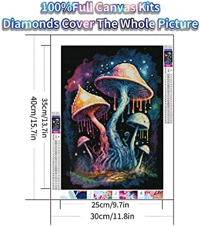 Комплети за сликање на дијамантски дијаманти за возрасни деца, 5Д целосна рунда за вежбање печурки за печурки слики уметност боја од дијаманти,