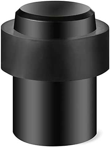 Цилиндричен калиндричен кат од не'рѓосувачки челик за стоп на вратата со мека гума - Заштитник на wallидот на wallидови со тешка врата, црна 1-3/4 Висина