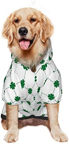 Големо кучиња худи-худи-патерик-ден-зелена трева облека за домашно милениче со капа со мека мачка облека со голема облека, голем палто