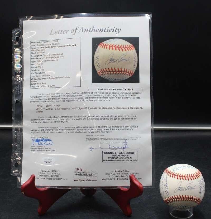 1969 Њујорк Метс Потпиша Само Бејзбол Автограм Seaver/рајан +19 Jsa Loa D5820-Автограм Бејзбол Топки