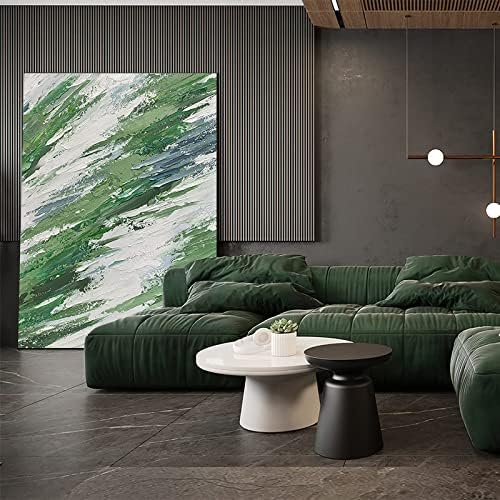 Рачно насликано масло сликарство на платно - „Зелена шума“ Модерно апстрактно декоративно сликарство на подот пејзаж сликарство пејзаж платно
