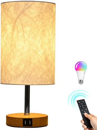 Qiyizm Boho маса за маса за дневна соба спална соба во кревет ламби со USB порта за полнење и далечинска ноќна ламба затемнета RGB