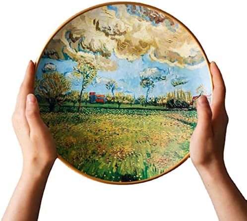 25,5 см масло сликарство Декоративна чинија керамички украси сончоглед Европски ретро креативни