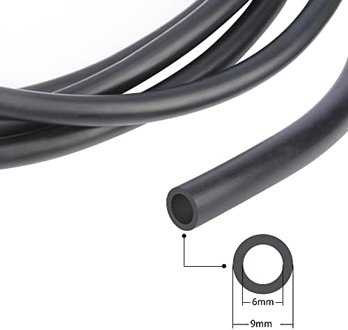 StonyLab црна латекс гумена цевка, континуирано парче високо еластично и силно чисто латекс цевка природна гумена цевка 3/8 инчи OD 1/4 инчи