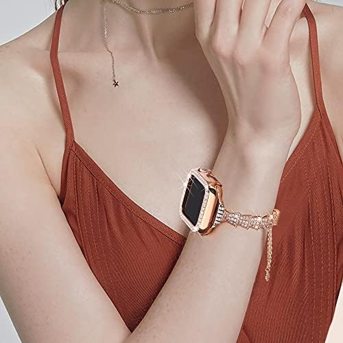PlusRoc Bling Bracelet компатибилна со опсегот на Apple Watch со кутија 38mm 40mm 41mm Iwatch Series SE/7/6/5/4/3/2/1, Облечен накит