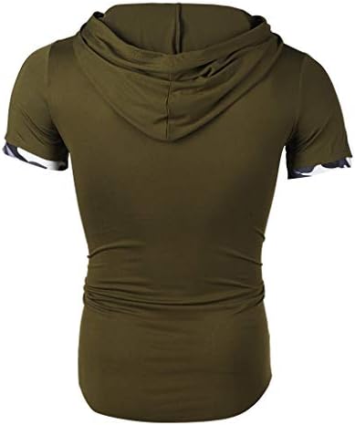 Менска трендовски кошула со кошула лажна дво-парчиња искинати лепенка кратка ракав блуза тенок фит удобност на отворено фитнес спортски