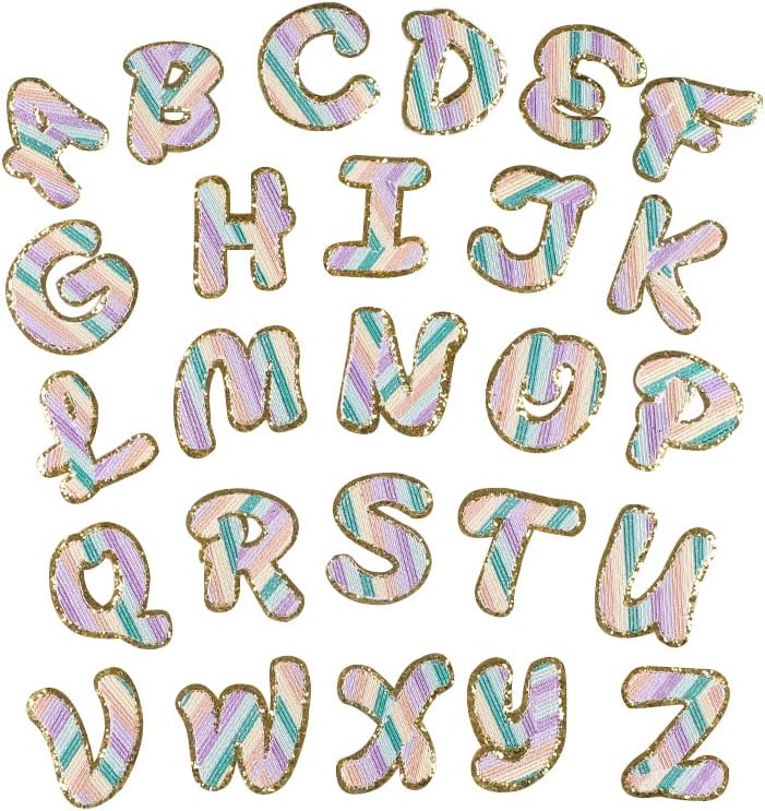 Писма за лепенки, 26 парчиња А-З закрпи за букви, Азбука за поправки на DIY, украсена налепница, железо на шиење на персонализирани
