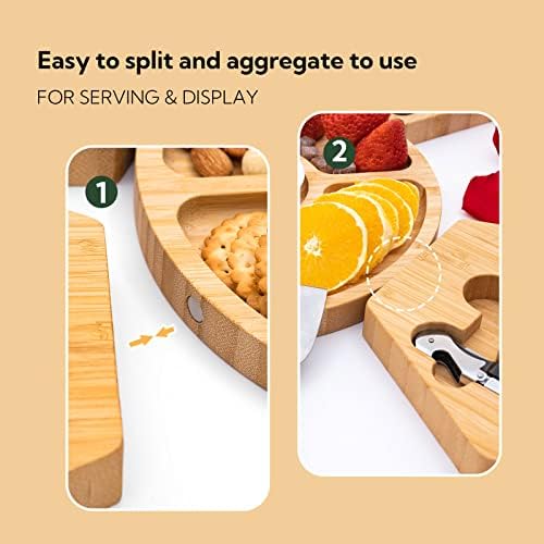 Amllux Bamboo Cheese Board and Nifes Set - Магнетски табли за чарширање поставени со отстранливи табли со мали табли - фиока за сирење од месо