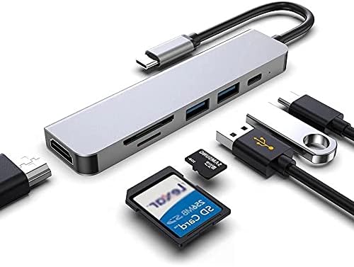 WPYYI USB HUB C Адаптер 6 во 1 USB C ДО USB 3.0 HDMI-Компатибилен ПРИСТАНИШТЕ USB-C Тип C 3.0 Сплитер