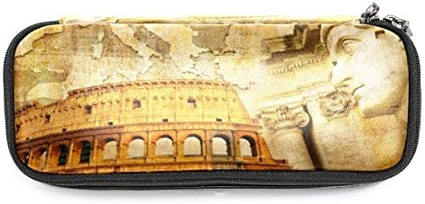 Одлична римска империја кожена молив со молив, торба со пенкало со двојна вреќа за складирање торби за торби за училишна работа