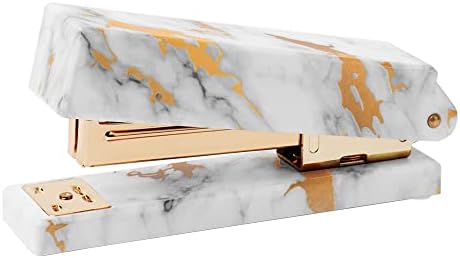Мермер злато биро Степлер со тешка десктоп прирачник Стејплерс, пролет, извршен извршен степлер со анти-лизгачки мат