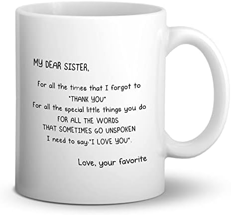 ДОТАИН Мојата Драга Сестра Керамичка Кригла - 11 Унци Смешни Сестра Подарок Кафе Млеко Чај Чаша, Сестра Подароци За Роденден Божиќ Од Сестра