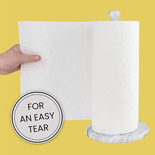 Домаќини Бела мермерна хартија држач за хартија - Делукс исправен диспензер за крпи за кујнски countertop, кабинет и бањи - не челик и не пластичен дизајн - тешка, цврста д