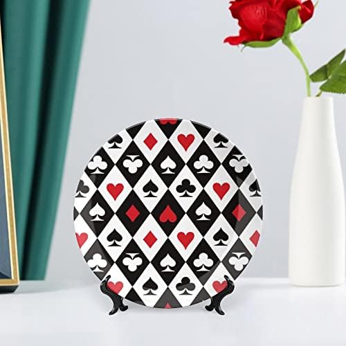 Покер Печатење Печатена Коска Кина Декоративна Плоча Тркалезни Плочи Занает Со Дисплеј Стојат За Домашна Канцеларија Ѕид Вечера